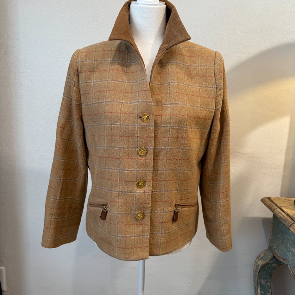 Worth Brown Plaid Long Sleeves Blazer